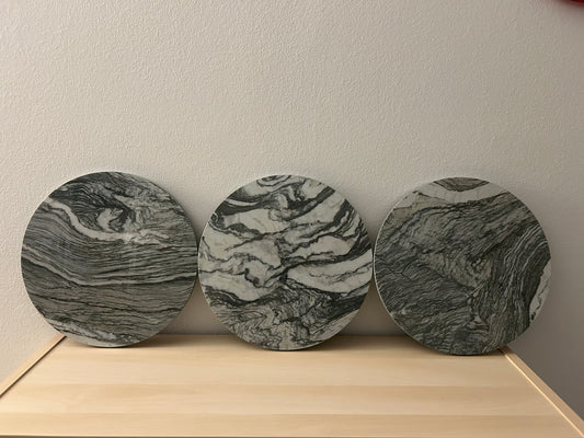 White/Green Marble Wall Discs (3 pcs)